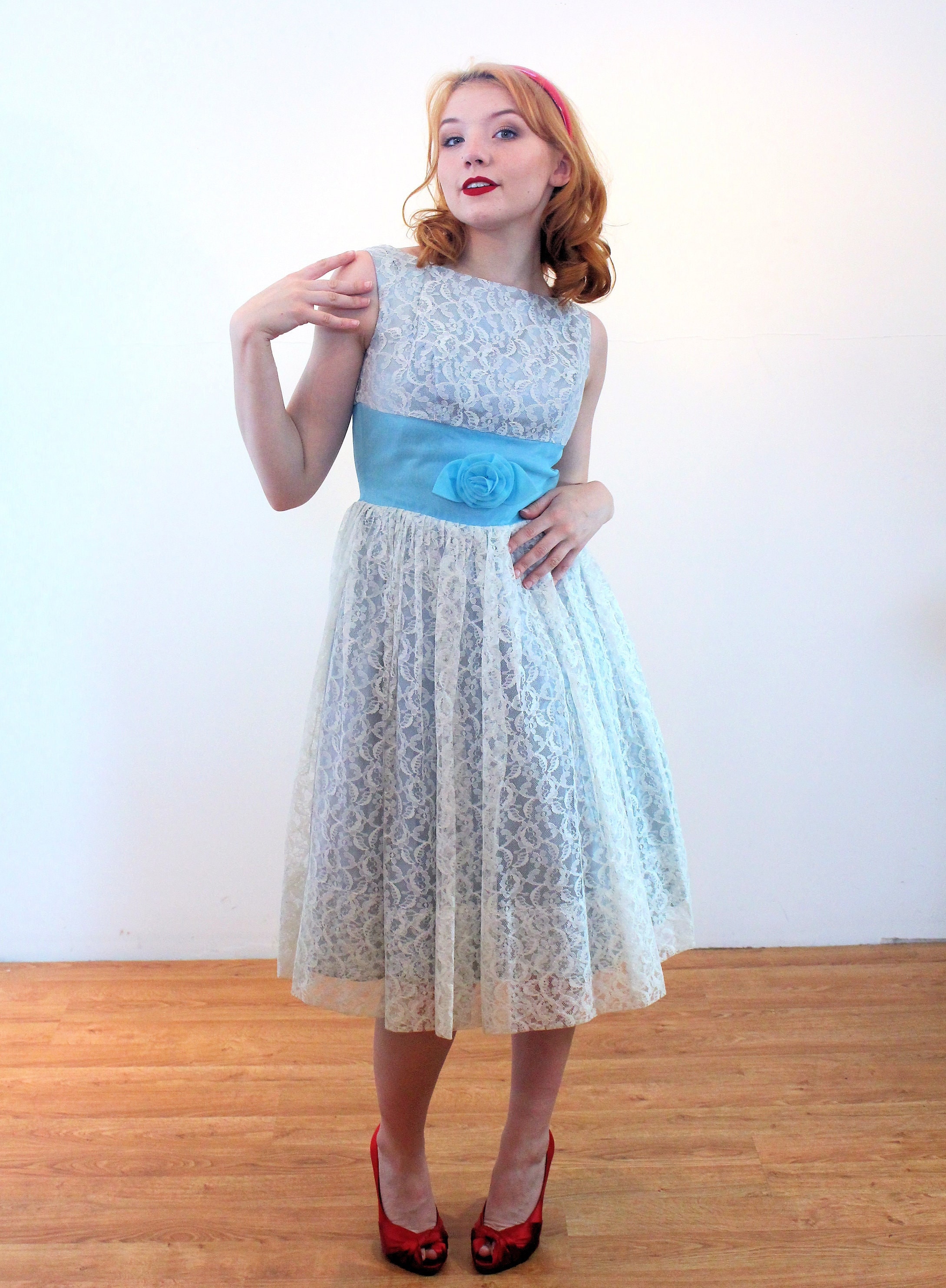 blue dress for baby girl Liquid Silver French Lace Two Piece Set B3000 S3000 Navy main image 1