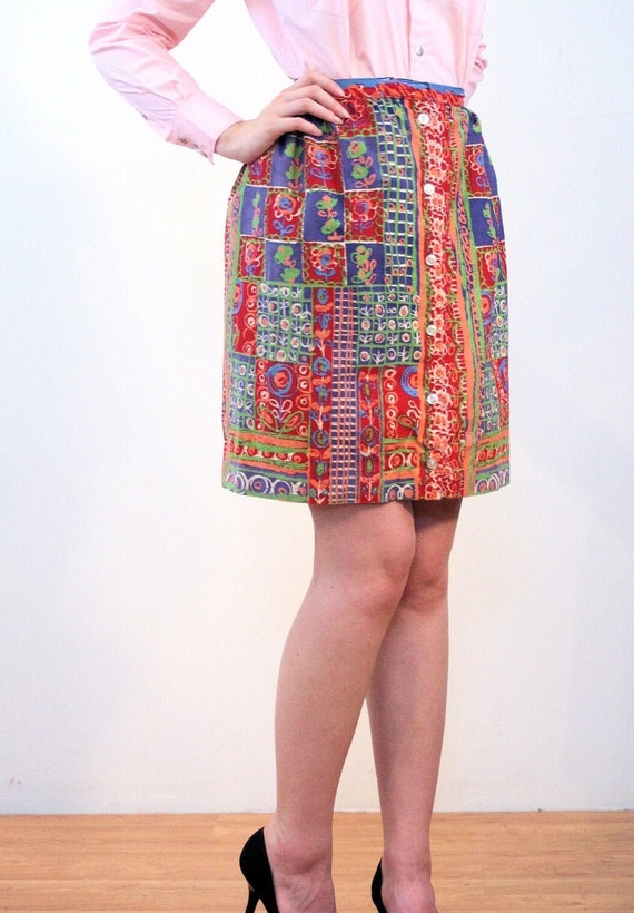 Last Chance! - 60s Colorful Mod Skirt XS, Vintage… - image 2