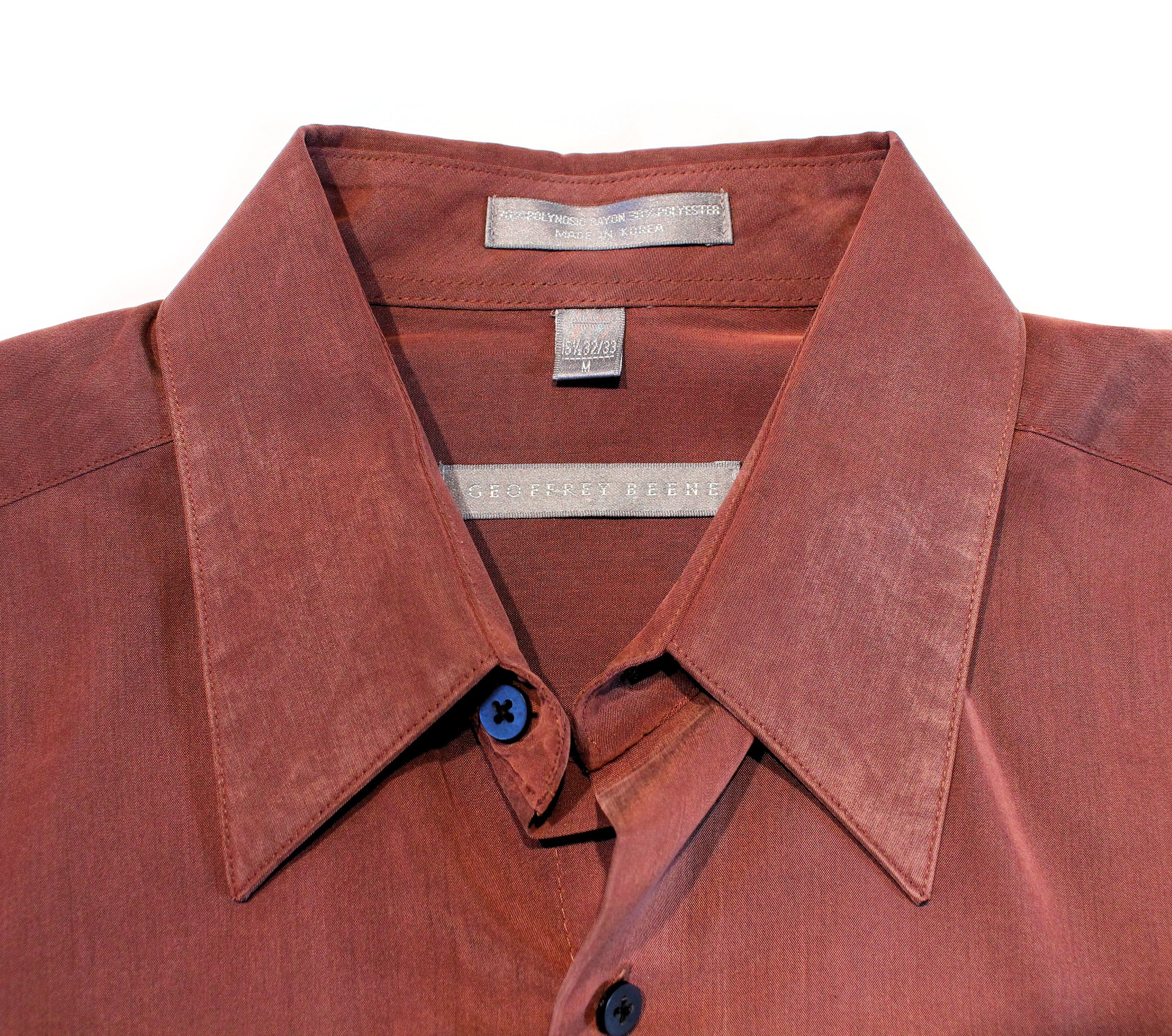 90s Geoffrey Beene Dress Shirt M, Vintage Rust Wine Brown