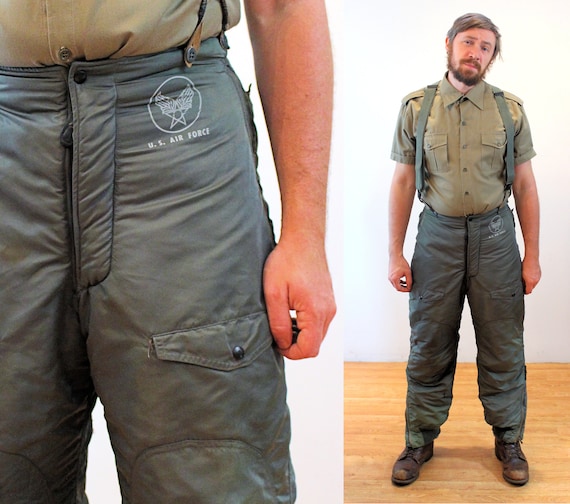 60s US Air Force Flight Pants 32 X 27.5, Vintage Green
