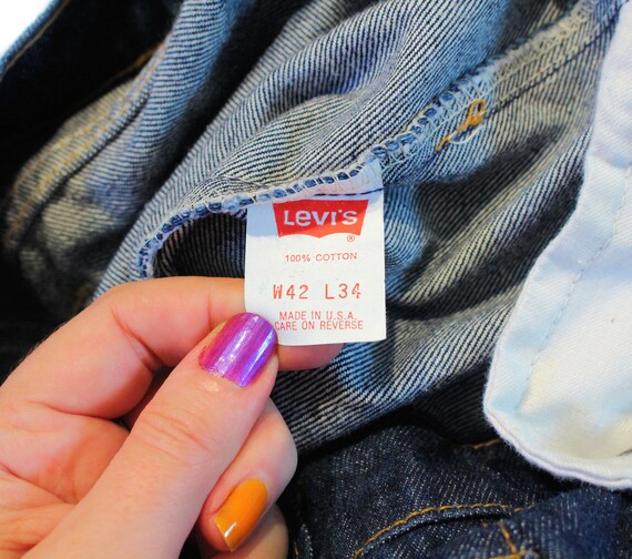 80s Levi's 505 Jeans 42 x 34, Vintage Dark Blue W… - image 7