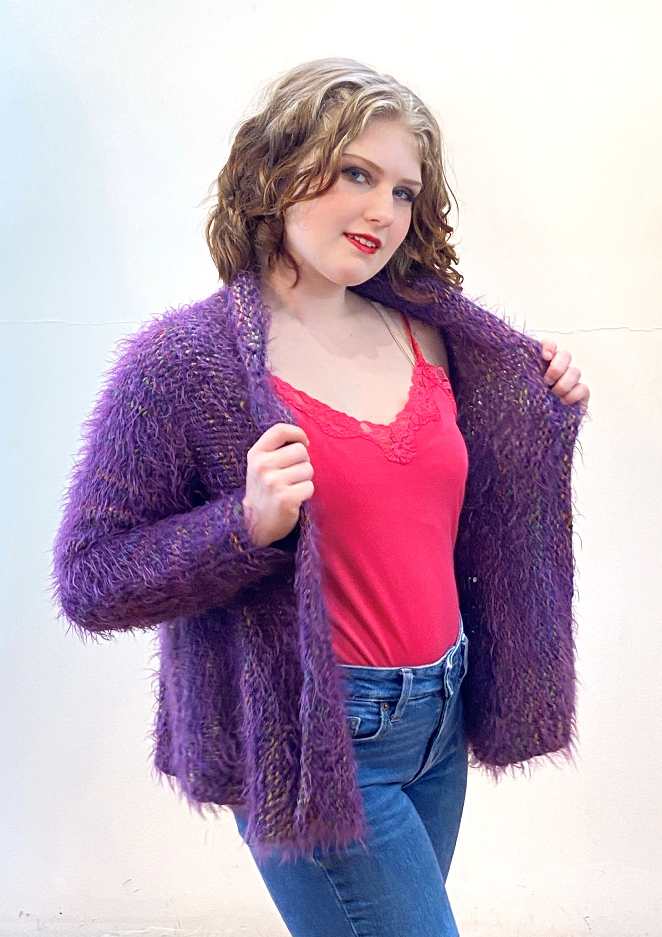 90s Mohair Cardigan S, Vintage Purple Colorful Flecked Fluffy Soft Fuzzy Chunky Warm Angora Knit Sweater, Small - Etsy 90s Mohair Cardigan S, Vintage Purple Colorful Flecked Fluffy Soft Fuzzy Chunky Warm Angora Knit Sweater, Small - Etsy