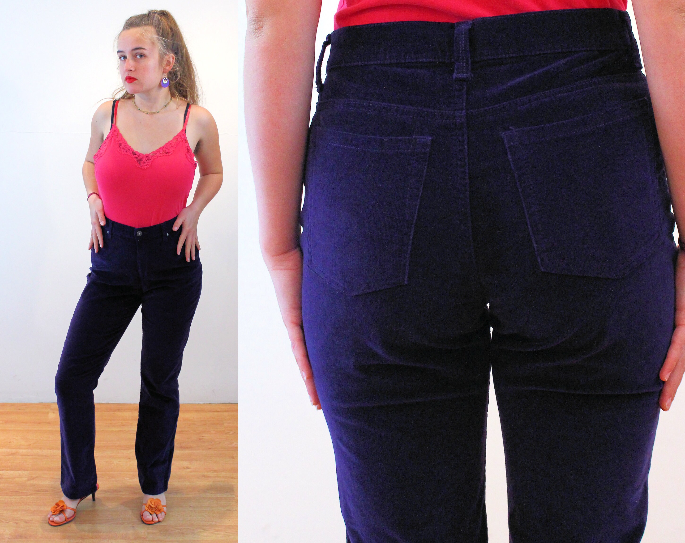 90s Purple Corduroy Pants 8 M Vintage 