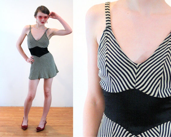 1930s Swimsuit S XS, 30s 40s Bathing Suit, Black S