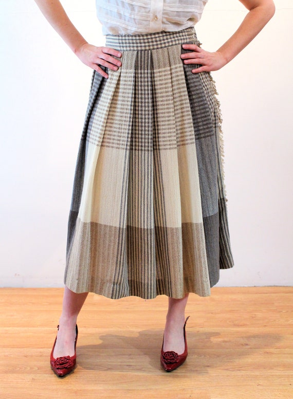 80s Liz Claiborne Skirt & Shawl M, Vintage Tan Br… - image 8