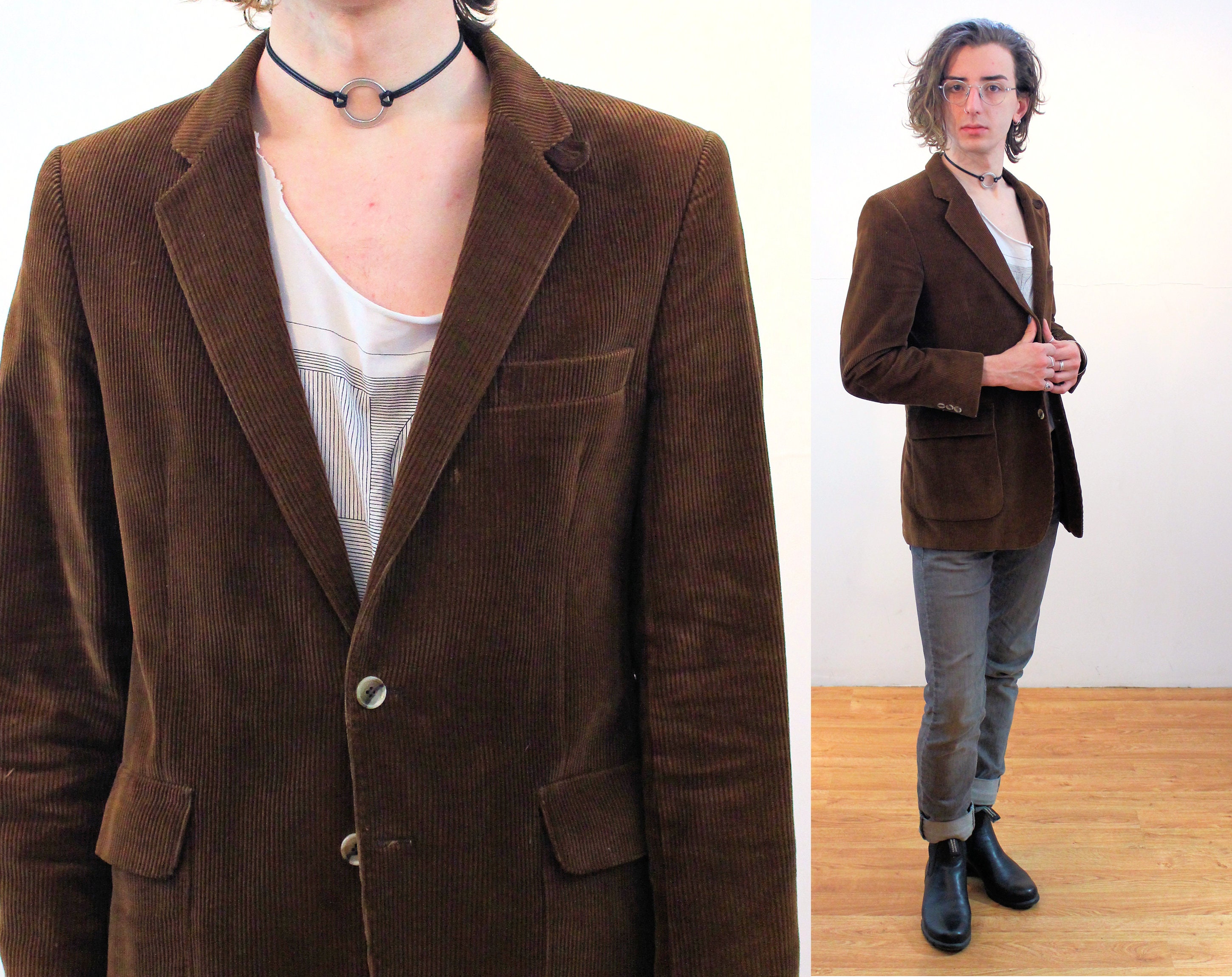 60s cortefiel Brown Corduroy Jacket 38R M Vintage - Etsy