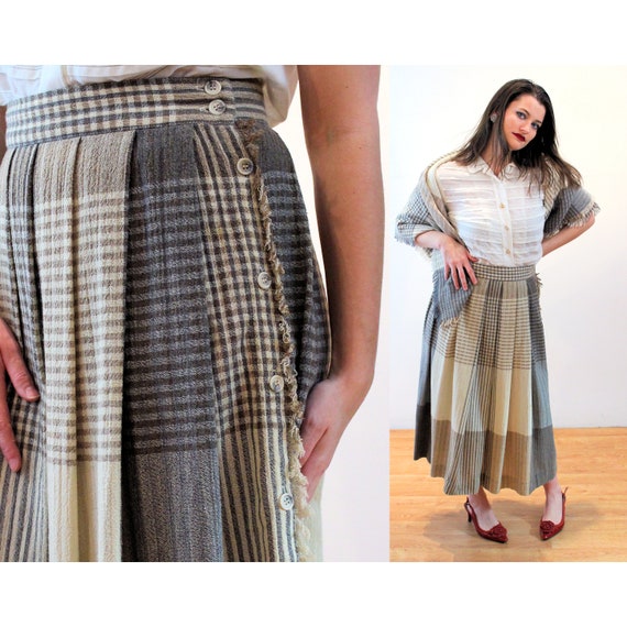 80s Liz Claiborne Skirt & Shawl M, Vintage Tan Br… - image 2