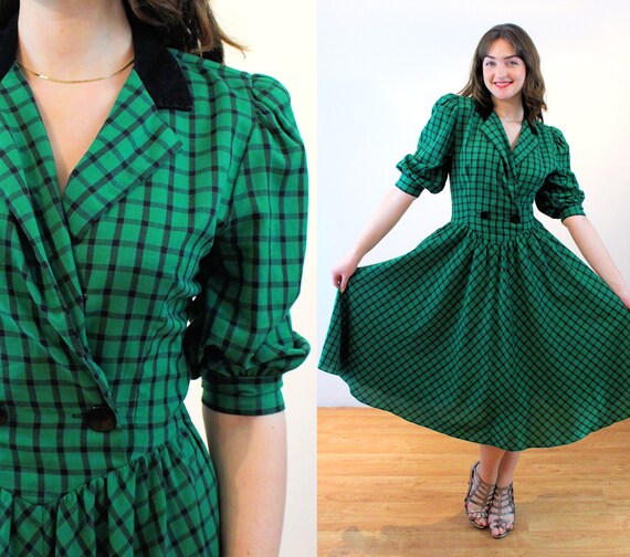 Green and black plaid dress online
