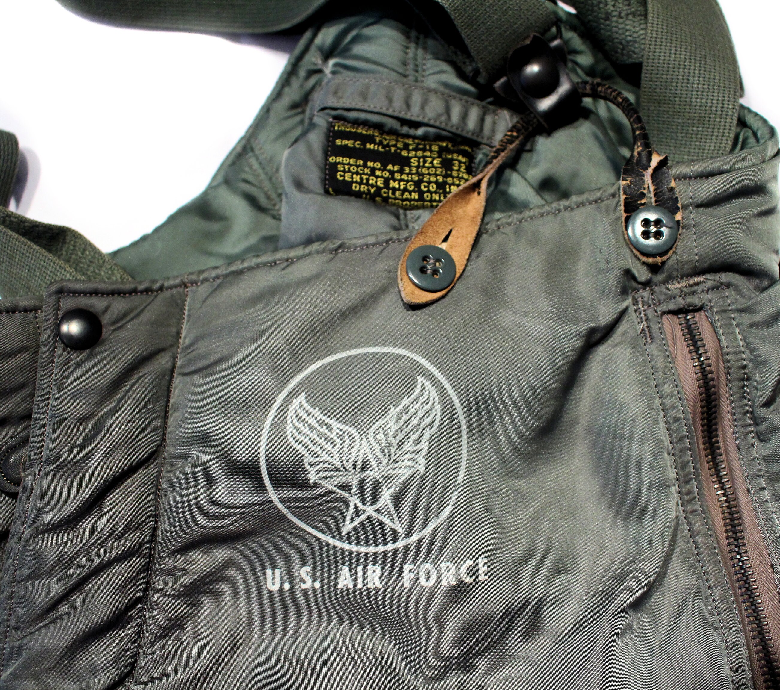 60s US Air Force Flight Pants 32 X 27.5, Vintage Green 60s US Air Force Flight Pants 32 X 27.5, Vintage Green