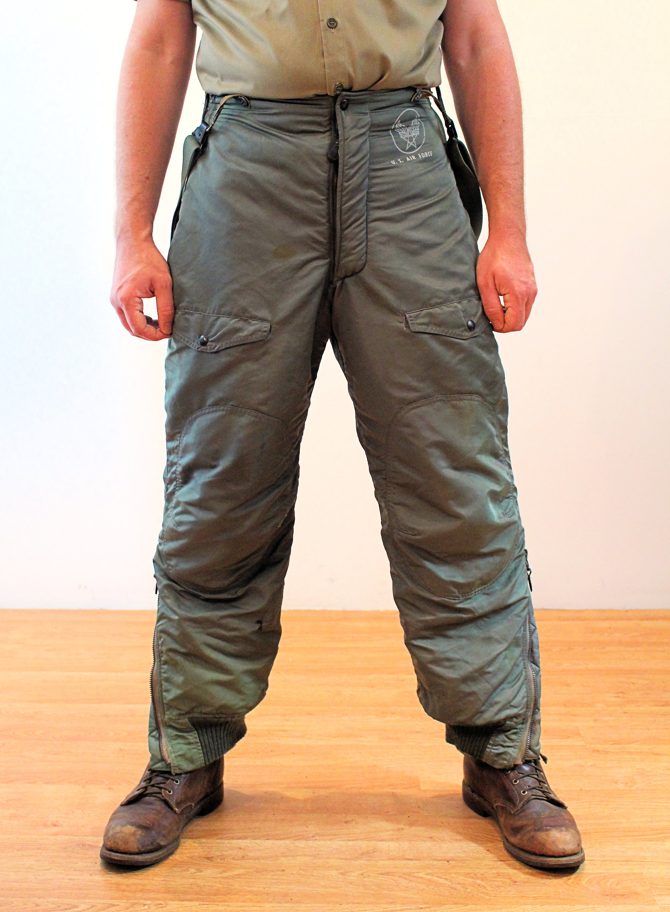 60s US Air Force Flight Pants 32 X 27.5, Vintage Green 60s US Air Force Flight Pants 32 X 27.5, Vintage Green