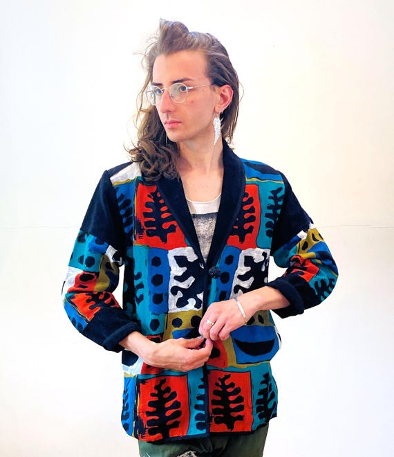 90s Artsy Jacket Oversized S, Vintage 