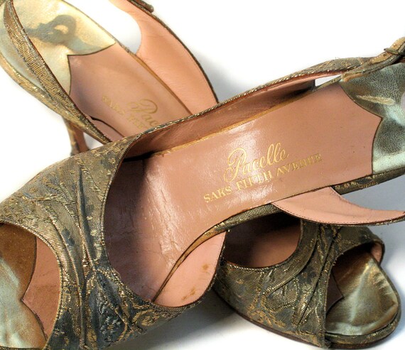 50s Saks 5th Ave Metallic Stilettos 8 or 8.5, Vin… - image 8