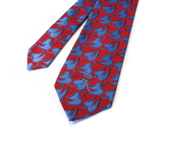 70s "Countess Mara" Wide Tie, Vintage Red Blue Ir… - image 2