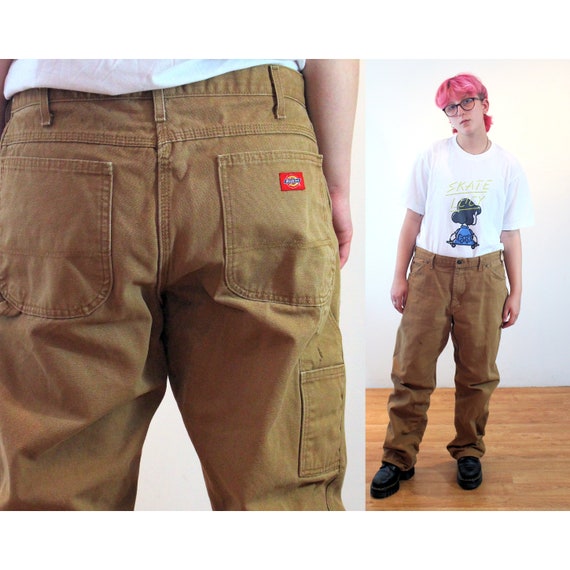 90s Dickies Carpenter Pants 36 X 32, Vintage Brown Cotton Jeans