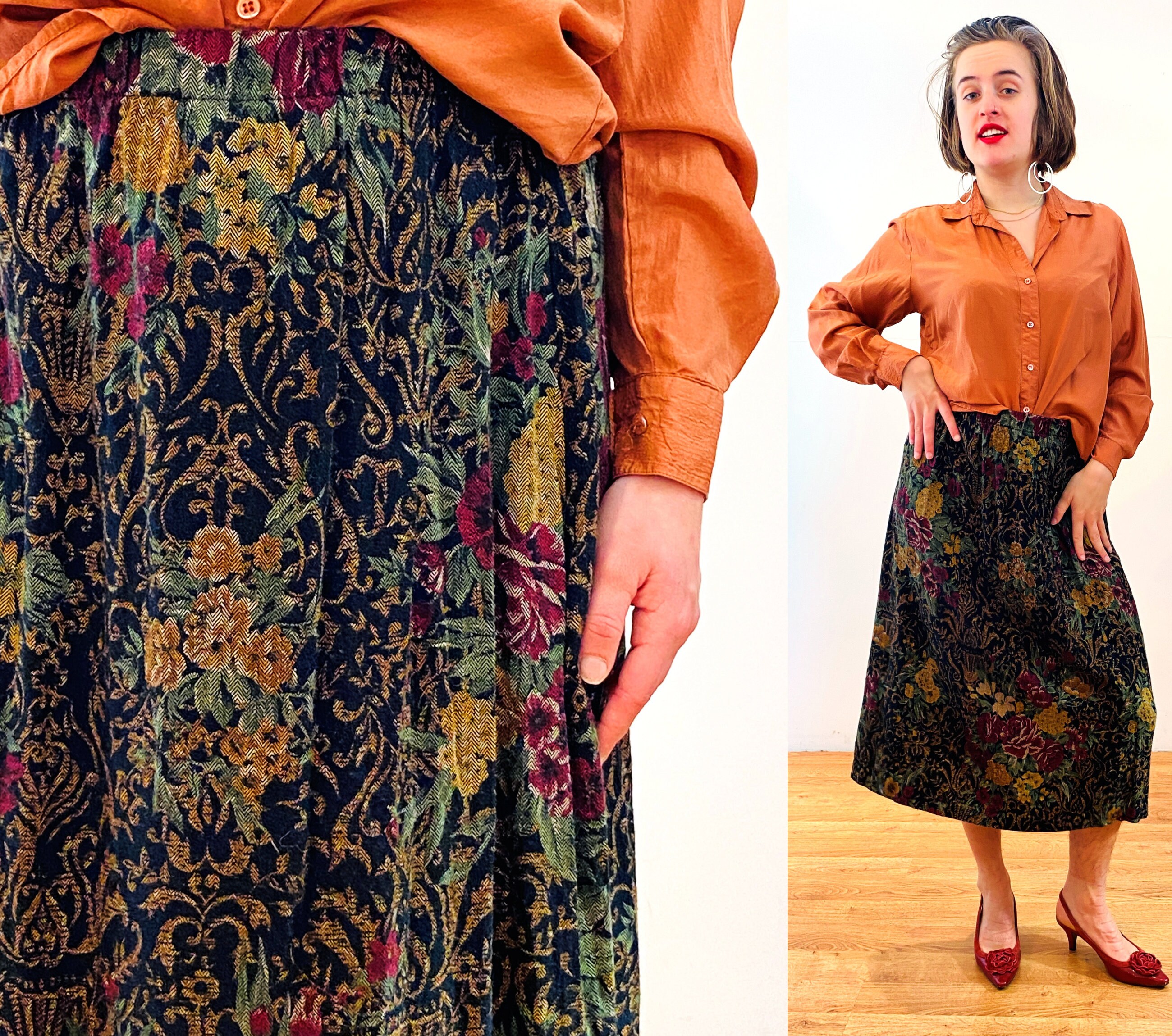 Flannel and floral skirt outlet