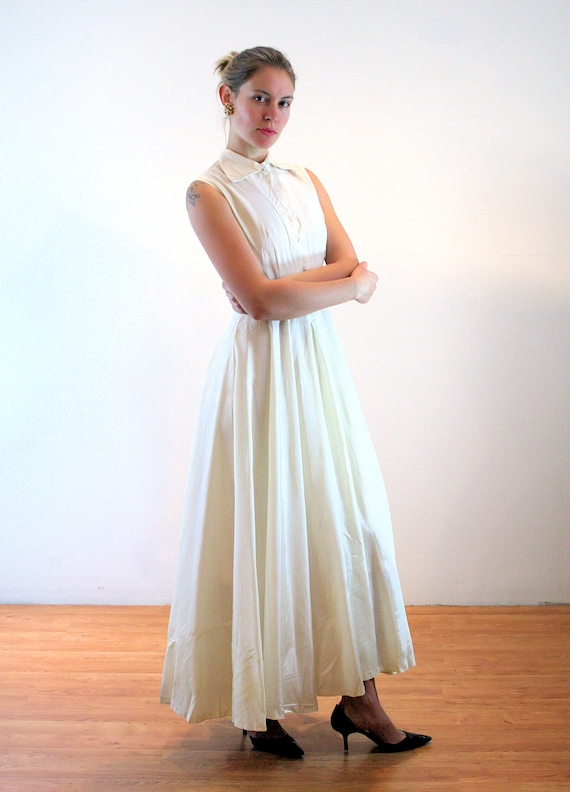 40s White Satin Dress S, Vintage 1940s Simple Mod… - image 5