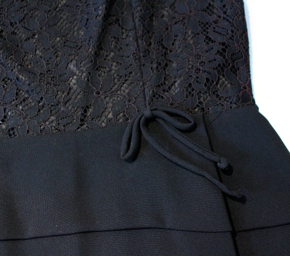 50s Black Lace Cocktail Dress M, Vintage Tiered C… - image 6