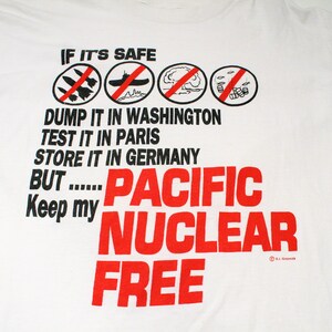 80s Pacific Nuclear Free T-Shirt M, Vintage White Red Rare Environmental Activist Anti War Protest No Nukes No Dumping Political Tee, Medium image 5