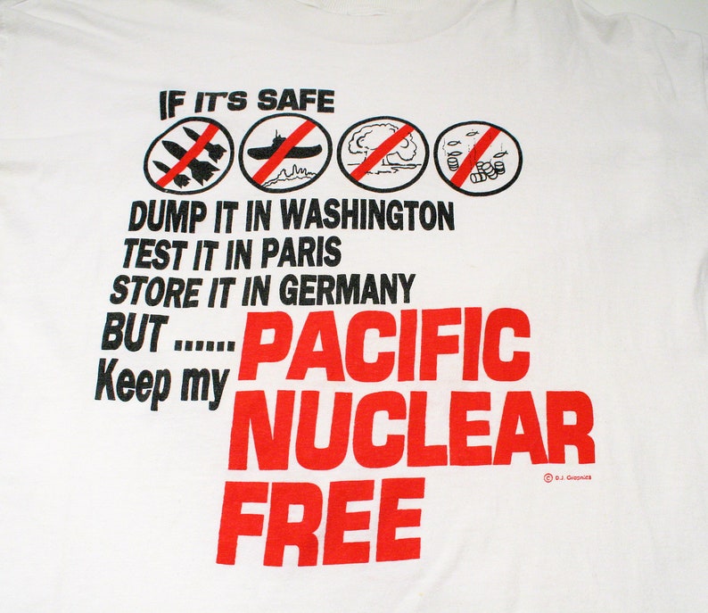 80s Pacific Nuclear Free T-Shirt M, Vintage White Red Rare Environmental Activist Anti War Protest No Nukes No Dumping Political Tee, Medium image 5