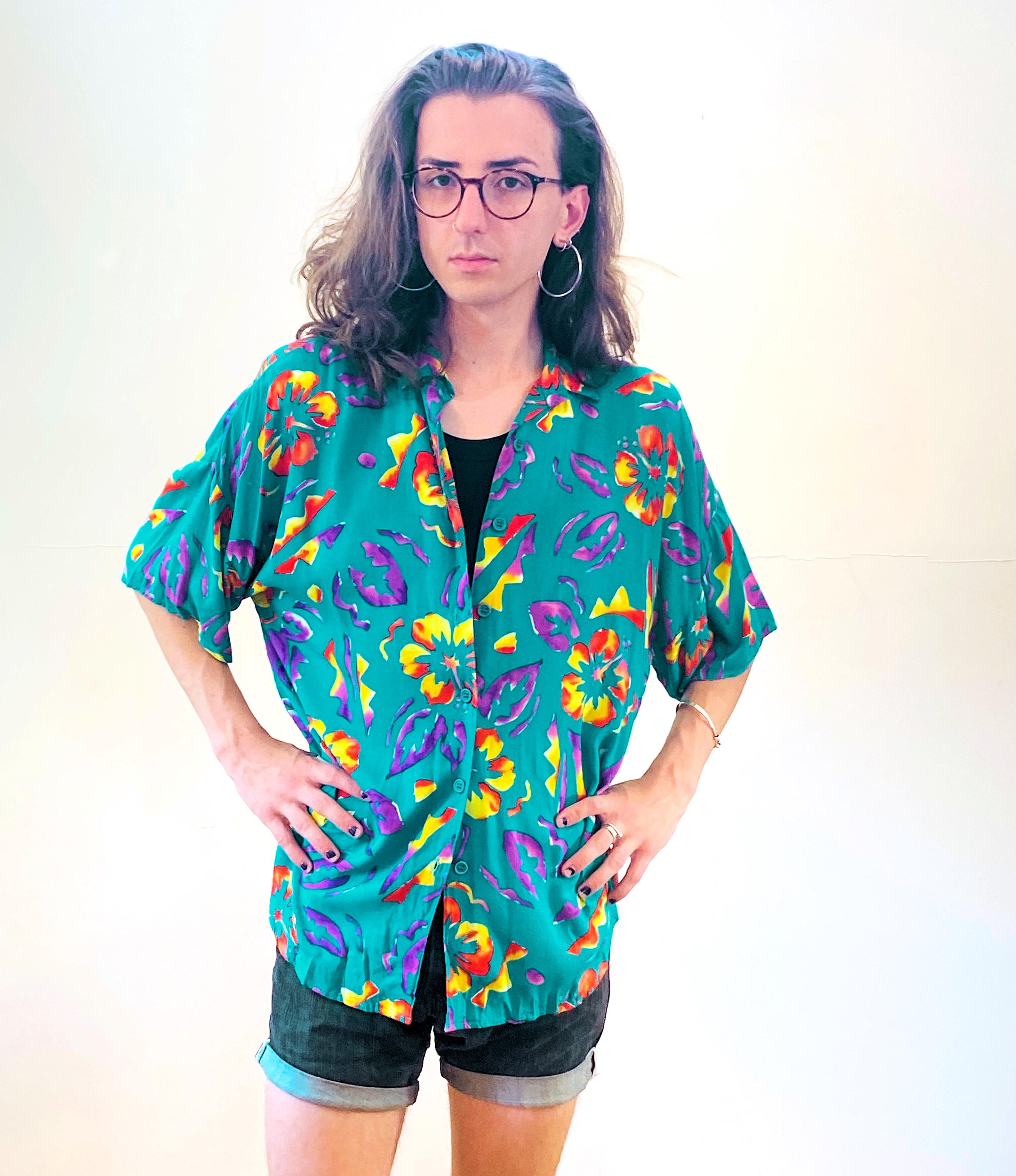 パ*ン様 tropical  80s Tropical Shirt XL, Vintage 