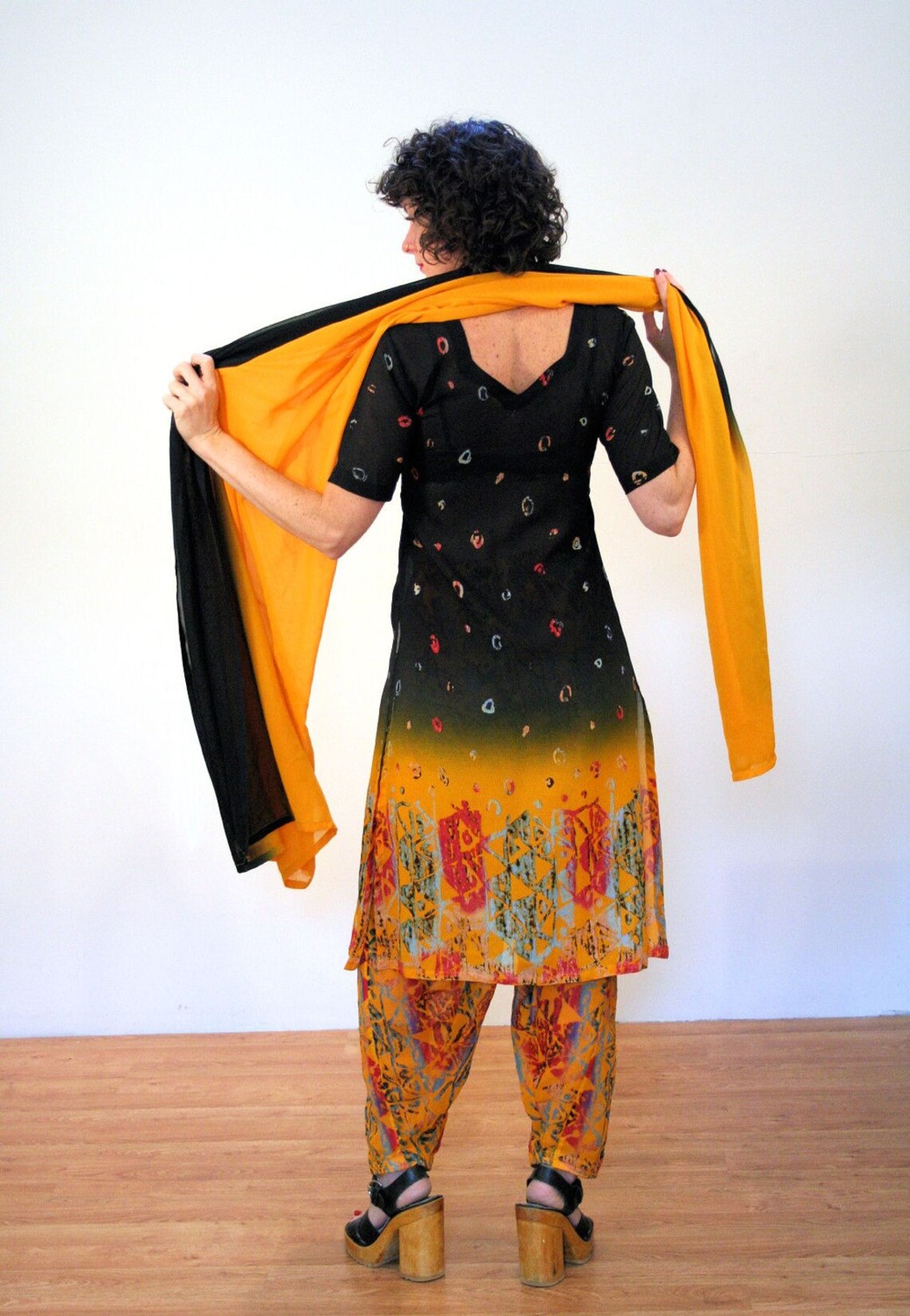 80s Salwar Kameez India Outfit S Tunic Harem Pants Shawl | Etsy