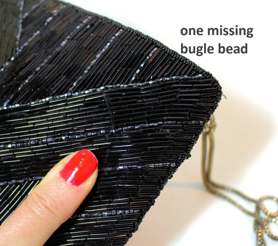 80s Beaded Black Bag, Vintage Glam "Genie" Snake … - image 6