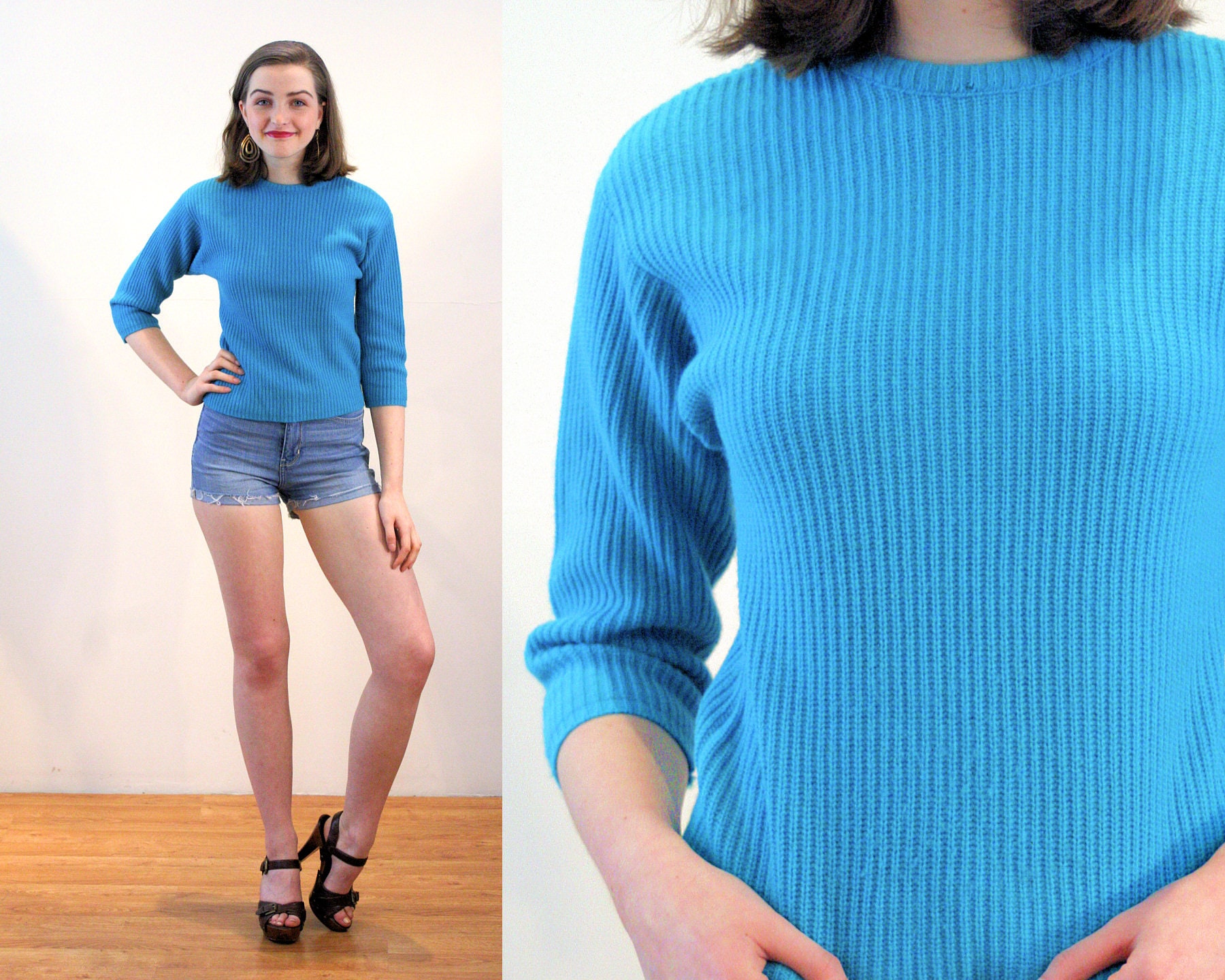 80s Tiny Fit Blue Sweater XXS Vintage Simple Plain Basic Crew - Etsy Canada