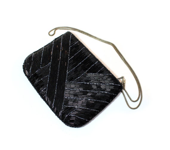 80s Beaded Black Bag, Vintage Glam "Genie" Snake … - image 3
