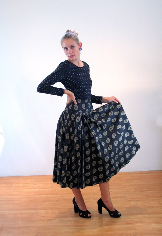 Robe cachemire S à pois des années 80, robe vintage style rétro années 50 à  imprimés mélangés noirs Donna Morgan for Non Stop , petite -  Canada