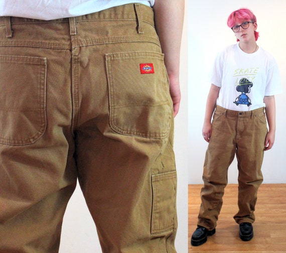 90s Dickies Carpenter Pants 36 x 32, Vintage Brow… - image 1