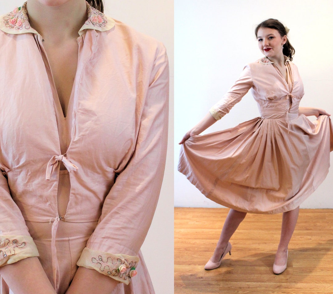 1950s Hand Painted Mexican Pottery Halter Dress | XS/S