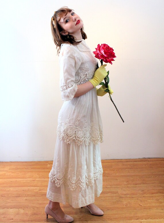 1910 Victorian Tea Dress XXS AS IS Antique White Crochet - Etsy Ireland