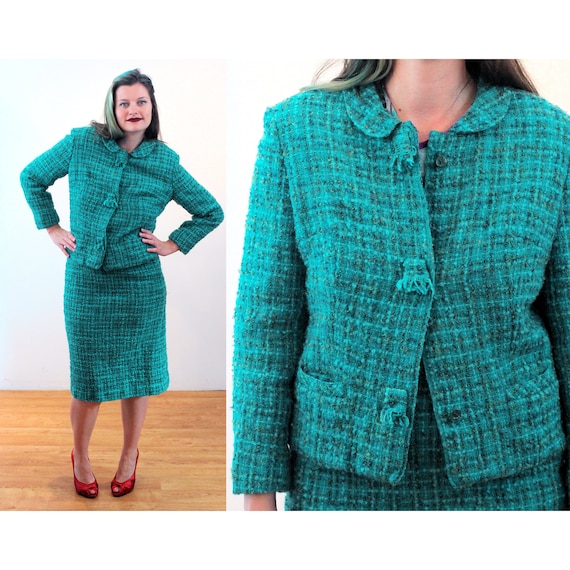 3 Piece Tweed Set Women's Jacket Coat High Waist Elegant -  Israel