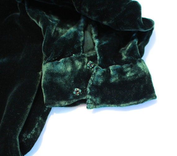 1920s Green Velvet Dress S, Vintage 20s Dark Fore… - image 8