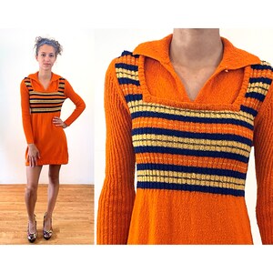 open lace back dress Retro Style Orange Puff Sleeve A-line Homecoming Dress,Orange Cocktail –  Simplepromdress main image 1
