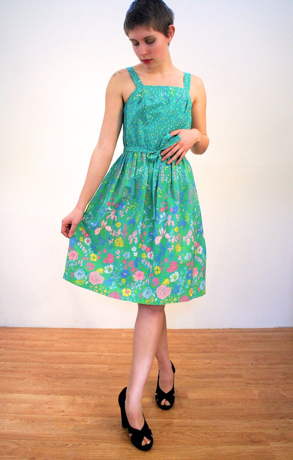 green floral sundress