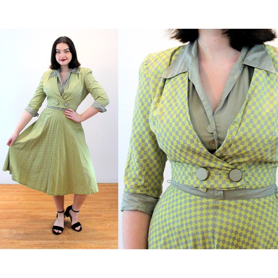 50s Checkered Halter Dress & Jacket S, Vintage Mi… - image 1