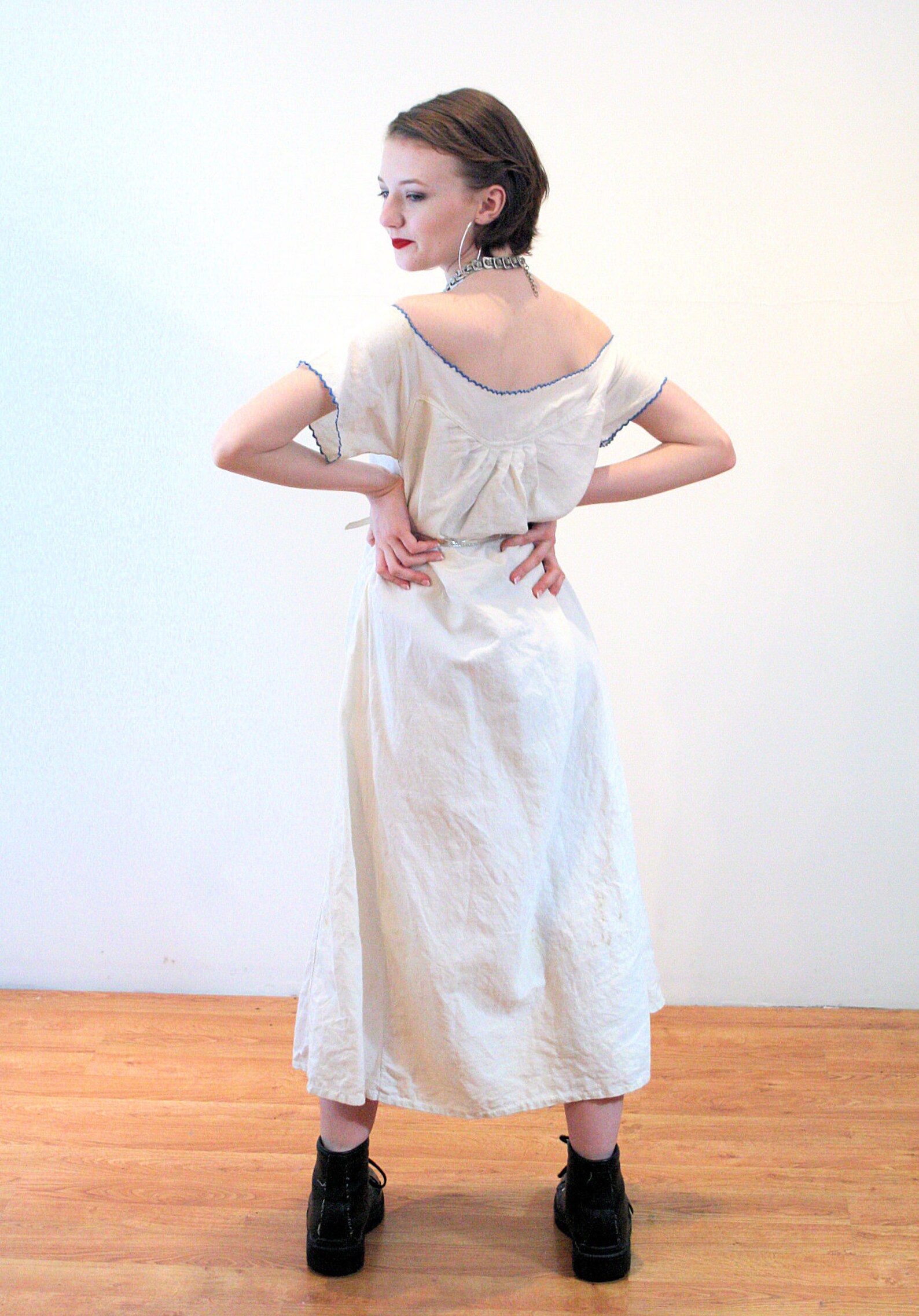 Antique Muslin Nightgown XS Victorian Embroidered Bohemian | Etsy