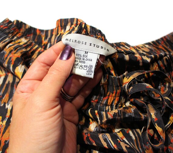 90s Silk Leopard Print Pants XL, Vintage Brown Bl… - image 6