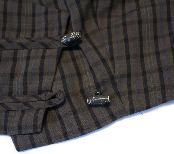 60s Gray Plaid Vest M, Vintage Unique Wrap Front … - image 6