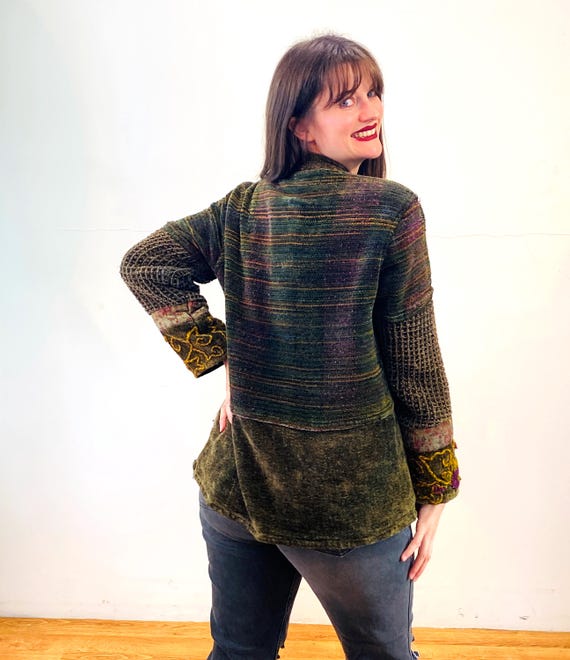 90s Chenille Patchwork Jacket S, Vintage "Flashba… - image 4