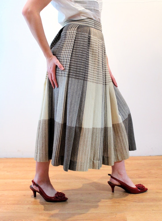 80s Liz Claiborne Skirt & Shawl M, Vintage Tan Br… - image 5