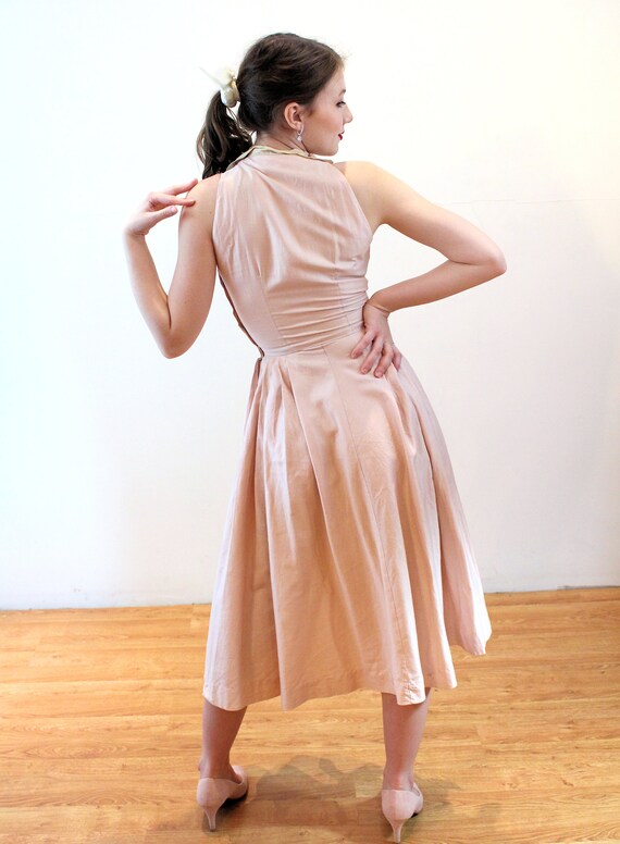 50s Halter Dress & Jacket Set XS, Vintage Pink Pa… - image 7