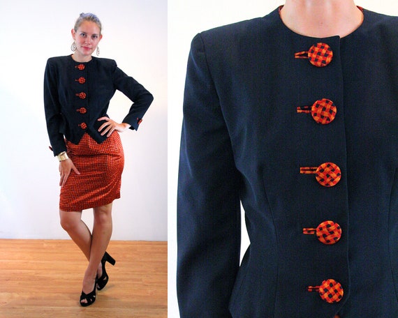 80s Ann Lawrence Couture Skirt Suit M, Designer Vi