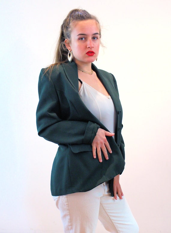 90s Laura Ashley Jacket M, Vintage Dark Green Cla… - image 4