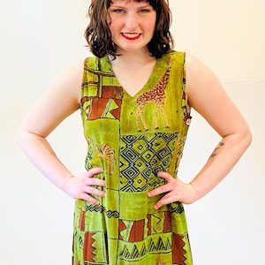 green giraffe print dress Diane Von Furstenberg Alexis Giraffe-Print Crepe Dress - Green