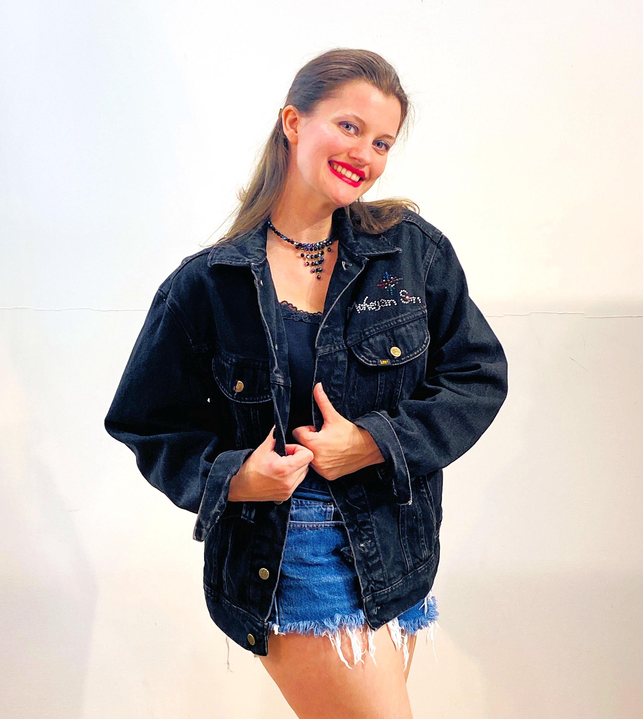 80s Lee Rider Black Jean Jacket 42 M, Vintage 