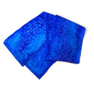 Y2K Blue Silk Scarf, Vintage Exquisite Hand Dyed Tie Dye Artisan Made Long Rectangular Chiffon Scarf