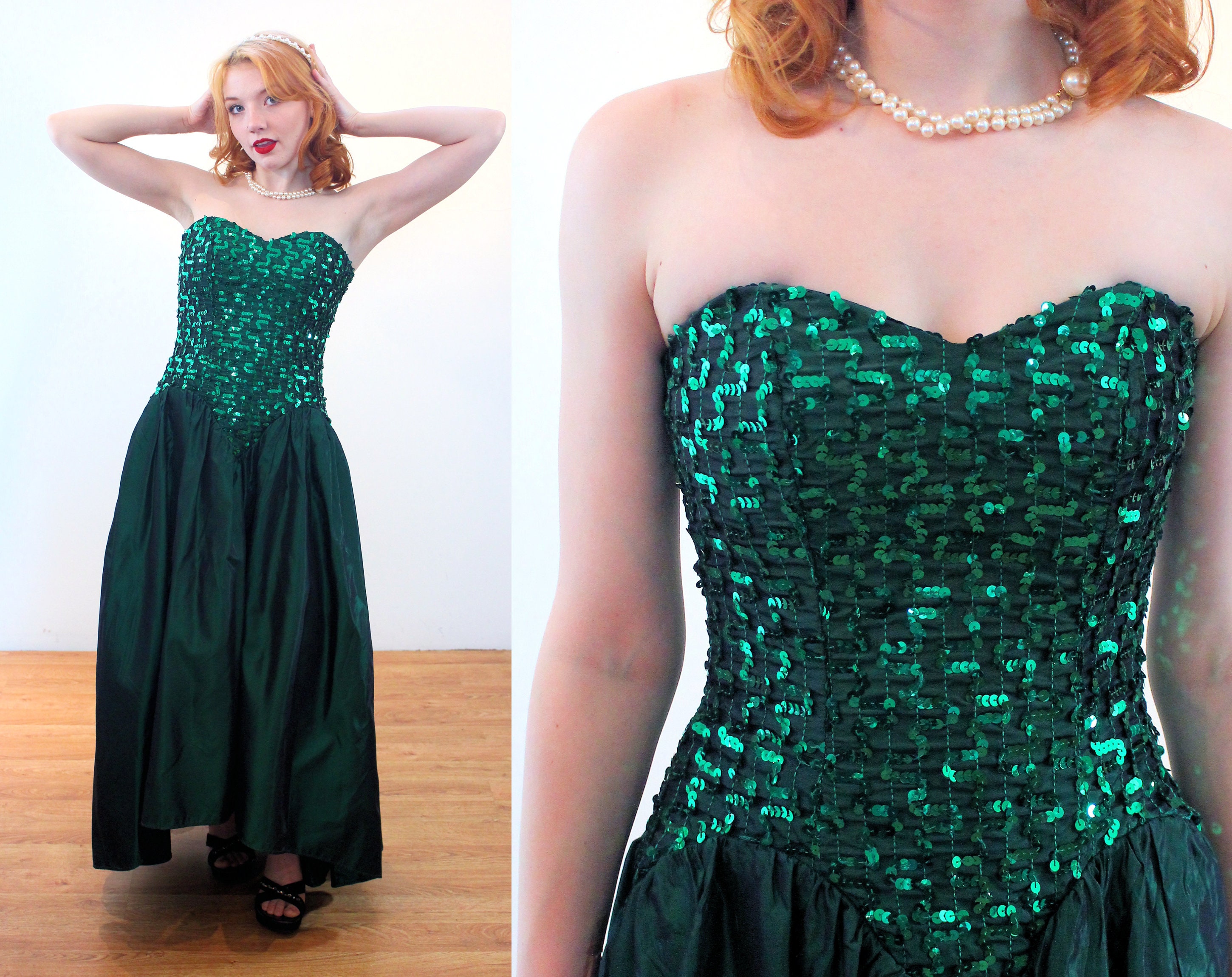 Emerald Green Sequin Fit and Flare Dress, Houston, Texas