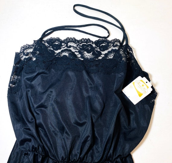 80s NOS Black Camisole M, Vintage Lace Trim NWT D… - image 6